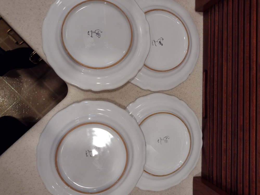 4 Salad Plates Shield Pattern - Made In Italy