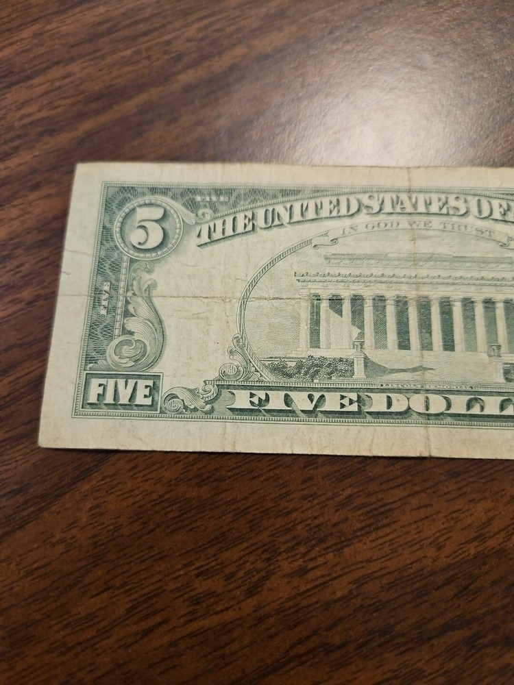 1963 $5 Five Dollar Red Seal Note A24281783A