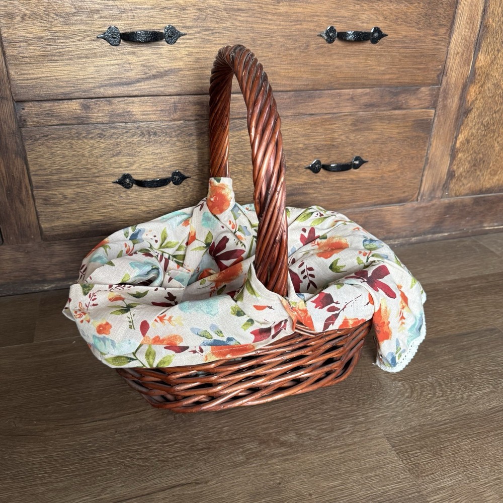 Dark Stain Basket with Handle Decor Picnic Easter