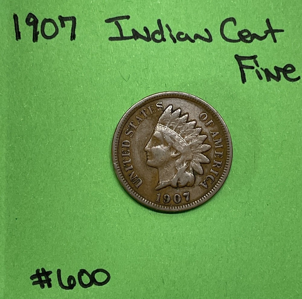 1907 Indian Head Cent / Penny 1c Fine