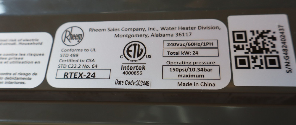 Rheem RTEX-24 Tankless Electric Water Heater
