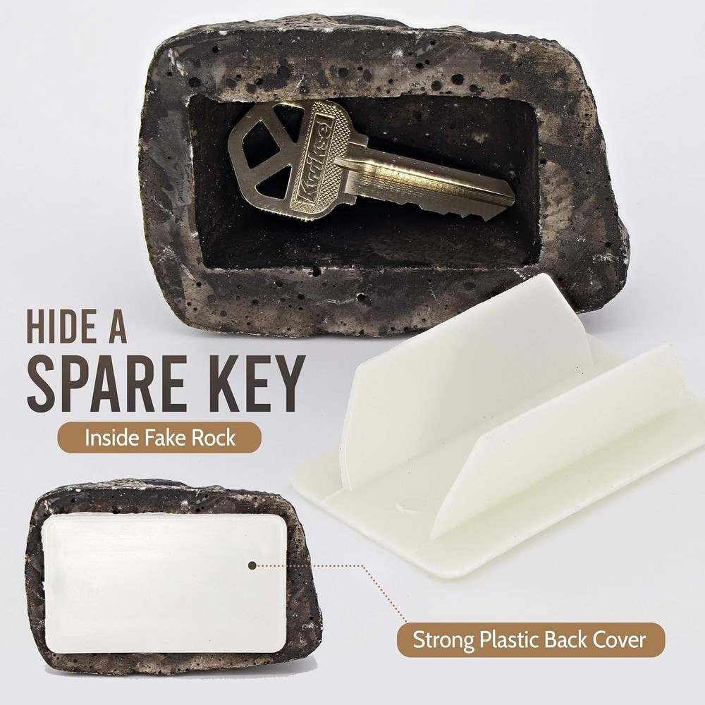 Realistic Poly-Resin Rock Key Holder - The Discreet Solution to Key Security