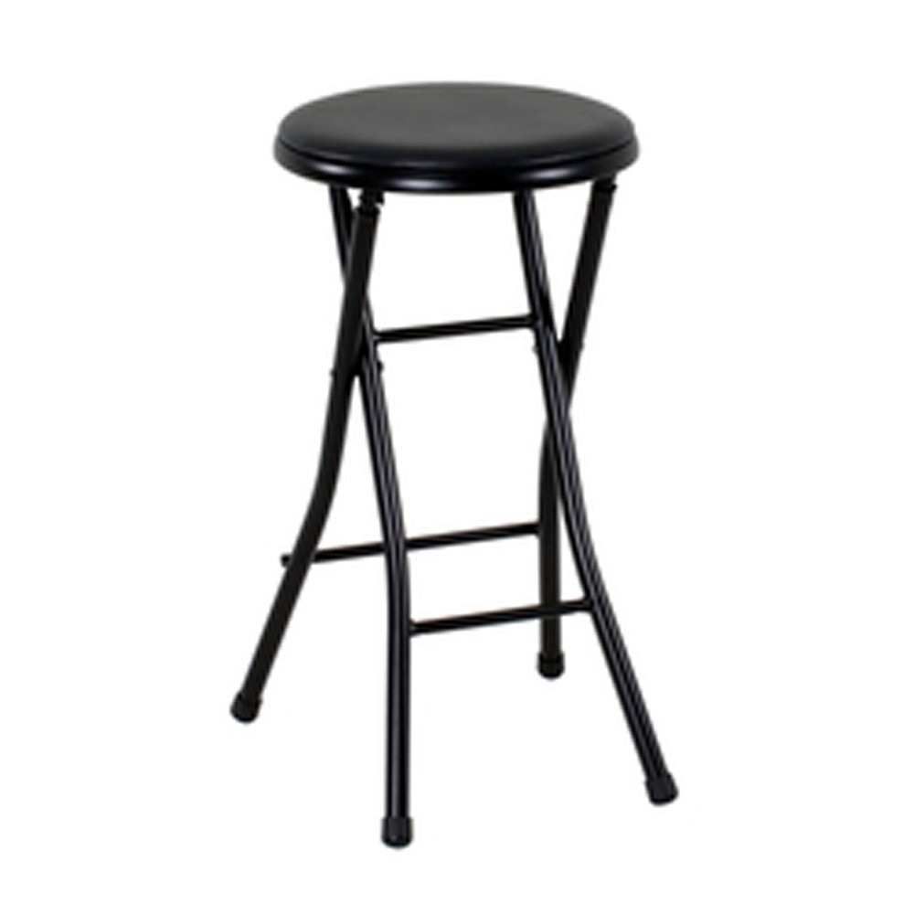 Folding Metal Stool, Black
