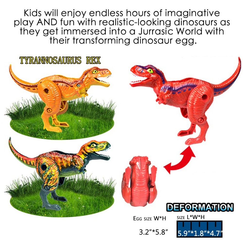 4 Pack Different Hatching Eggs Dinosaur 1 Count (Pack of 4), Random Color