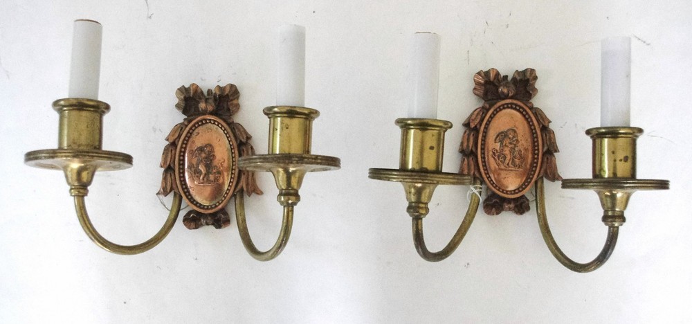 ⭐ MAKE AN OFFER!! Two E. F. Caldwell Bronze Sconces With Winged Putti.