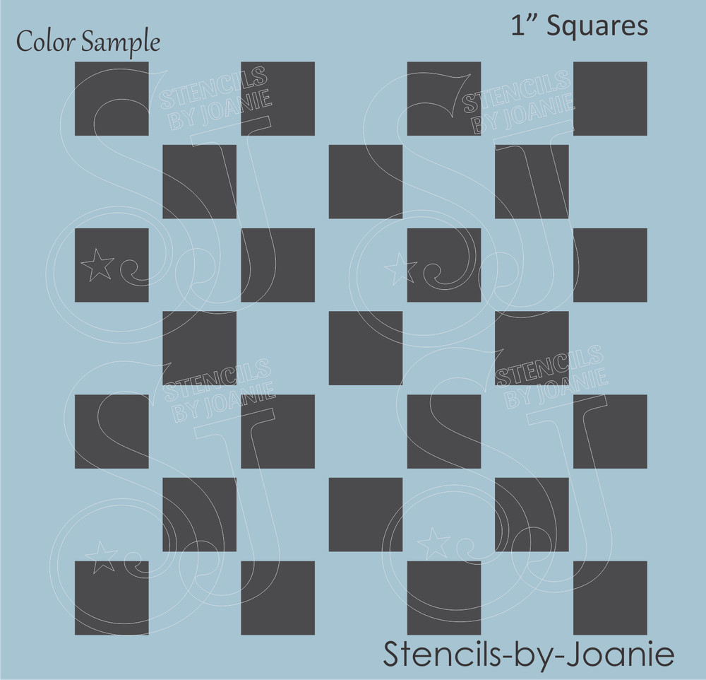 Stencil 1" Square Blocks Check Shapes Craft Pattern Template DIY Game Board Sign
