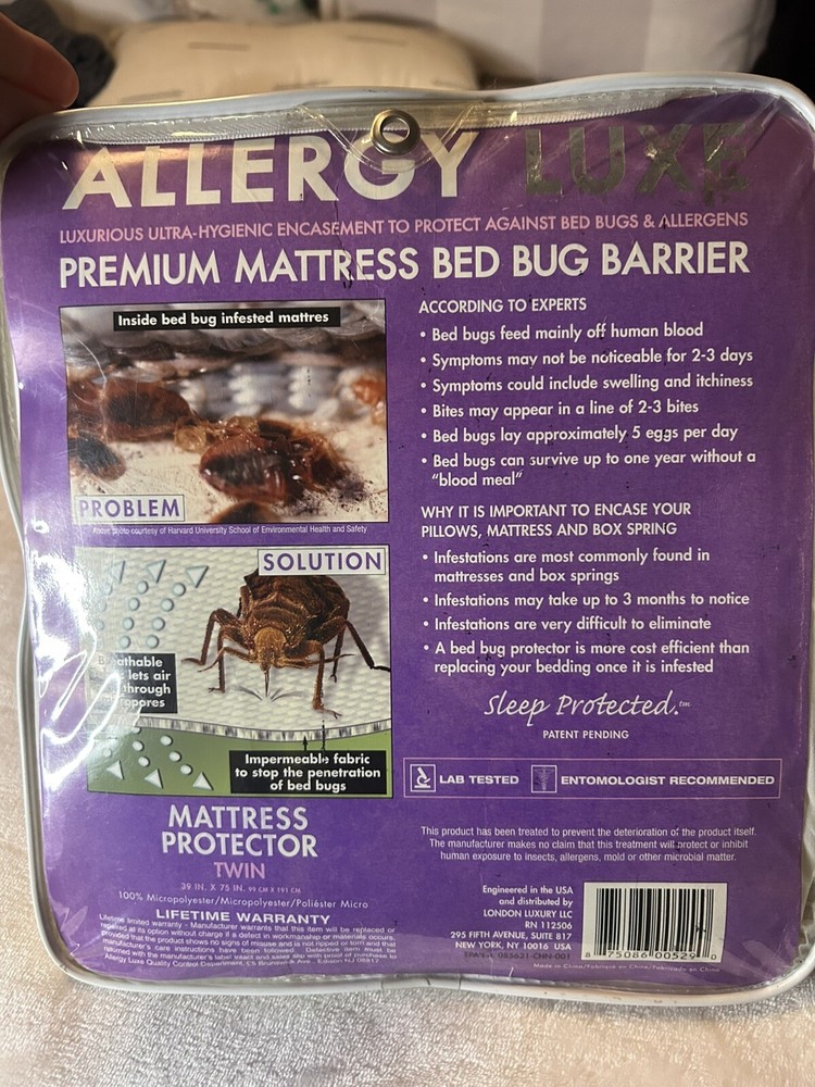 Allergy Luxe Mattress Protector, Twin, Premium Bed Bug Barrier, NEW