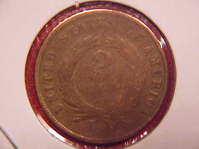 1865 TWO CENT PIECE - BENT - G DAMAGE - SEE PICS! - (X1786)