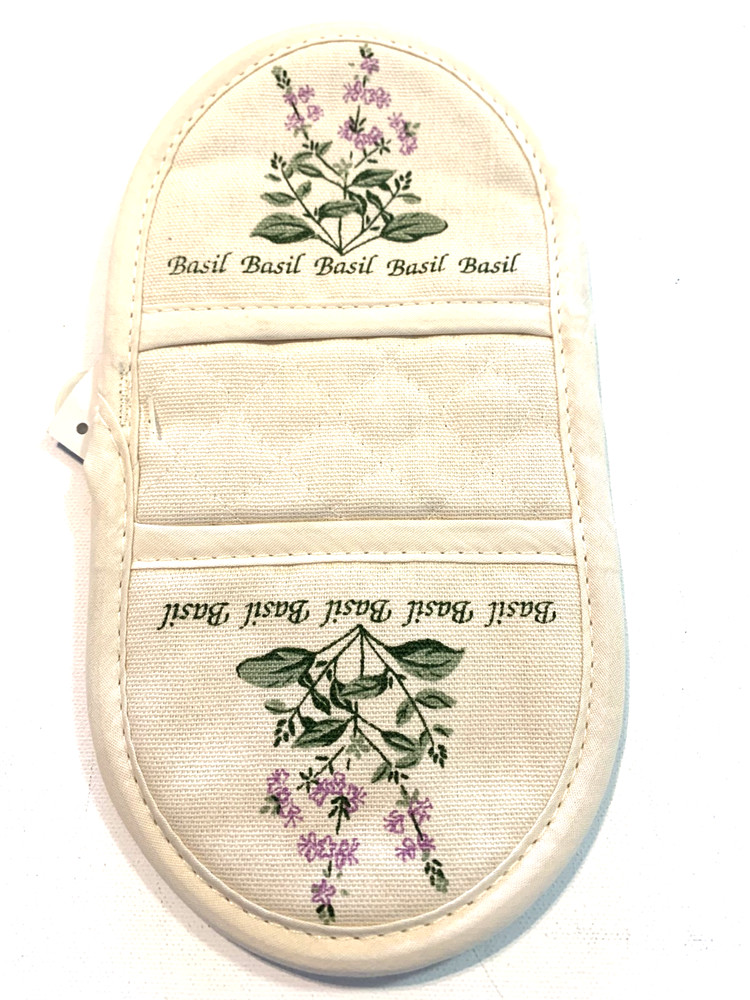 NWT STEVENS LINEN Grabbitz Microwave Potholder Multicolor Basil Patterned USA