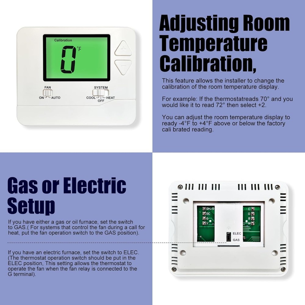 Non-Programmable Thermostats for Home Conventional Single-Stage Systems, up t...