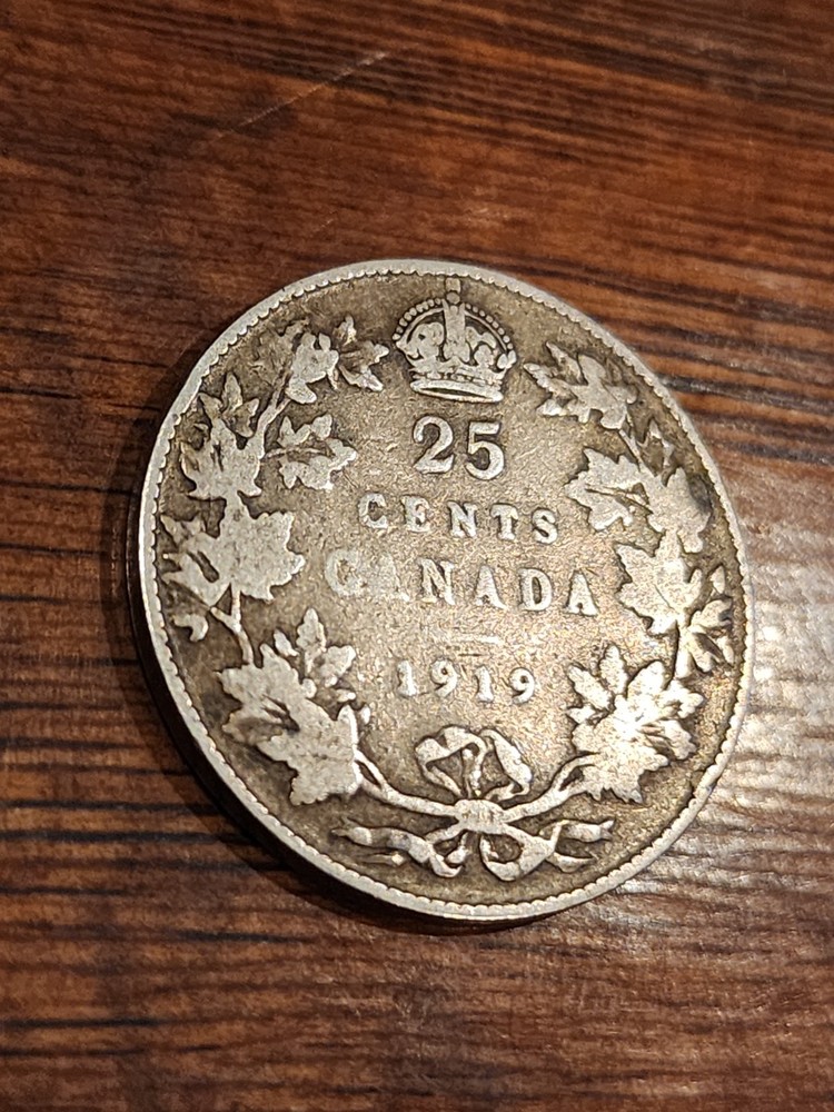 1919 Canada 25 Cents Silver Coin