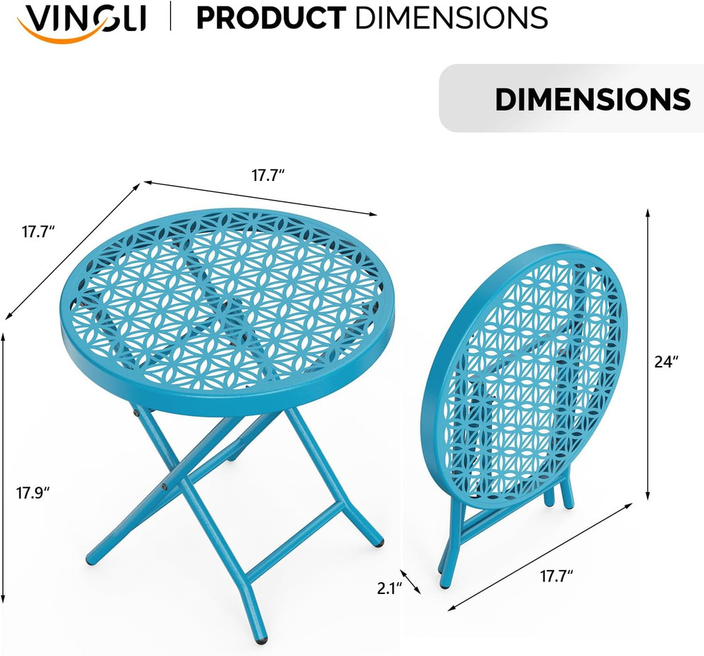 Patio Folding Side Table, Small Outdoor Table with Everlasting Floral Pattern an