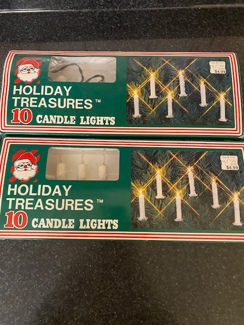 2 Boxes ~ Vintage Christmas Tree Lights Candle Clip On 10 Light String