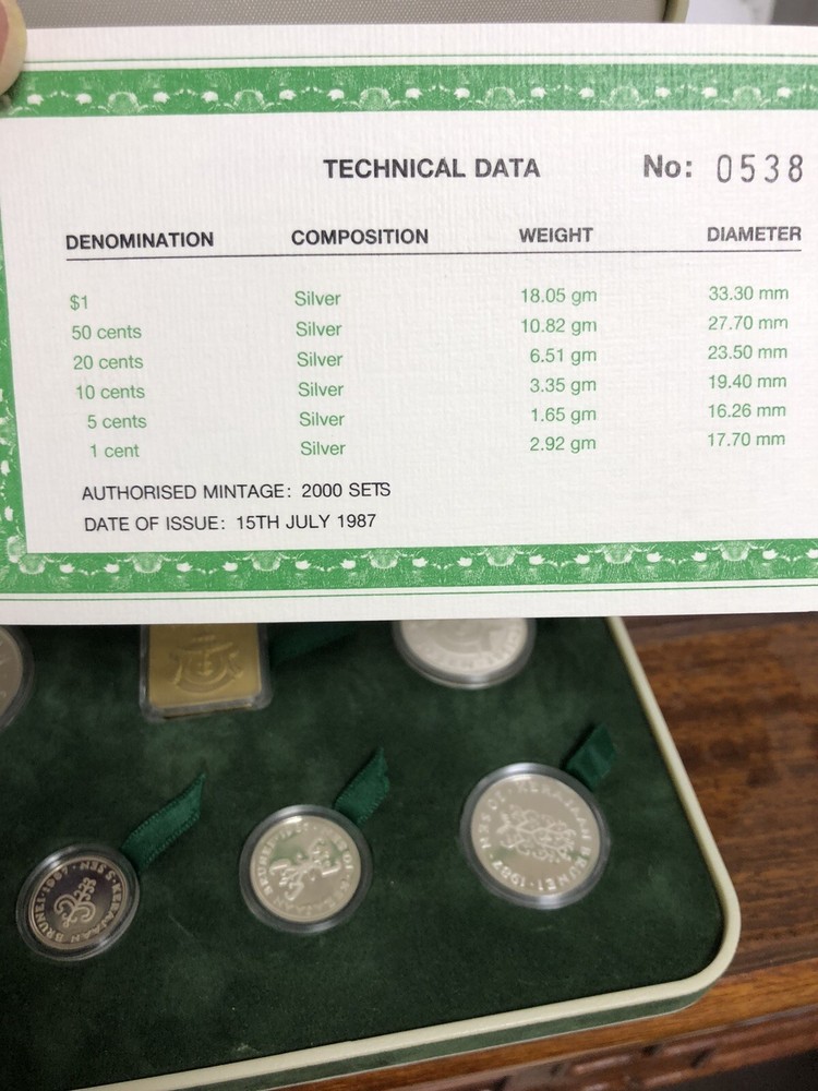 1987 brunei proof Silver Coin Set