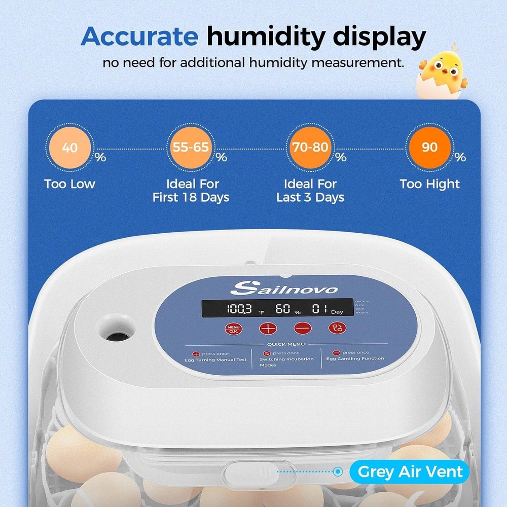 24 Egg Incubators for Hatching Eggs, Digital Poultry Hatcher Automatic Turning❤