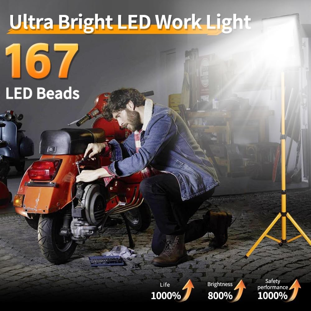 Solar Powered Work Light with 120H Runtime & Remote Control, Led Work Light with