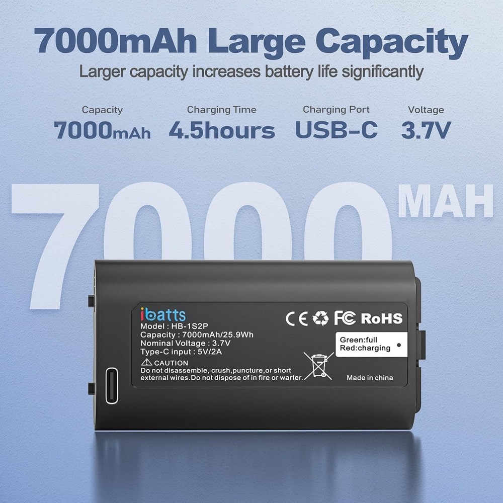 2-Pack Replacement Battery for myQ Video Keypad 7000mAh with Type-C Cable