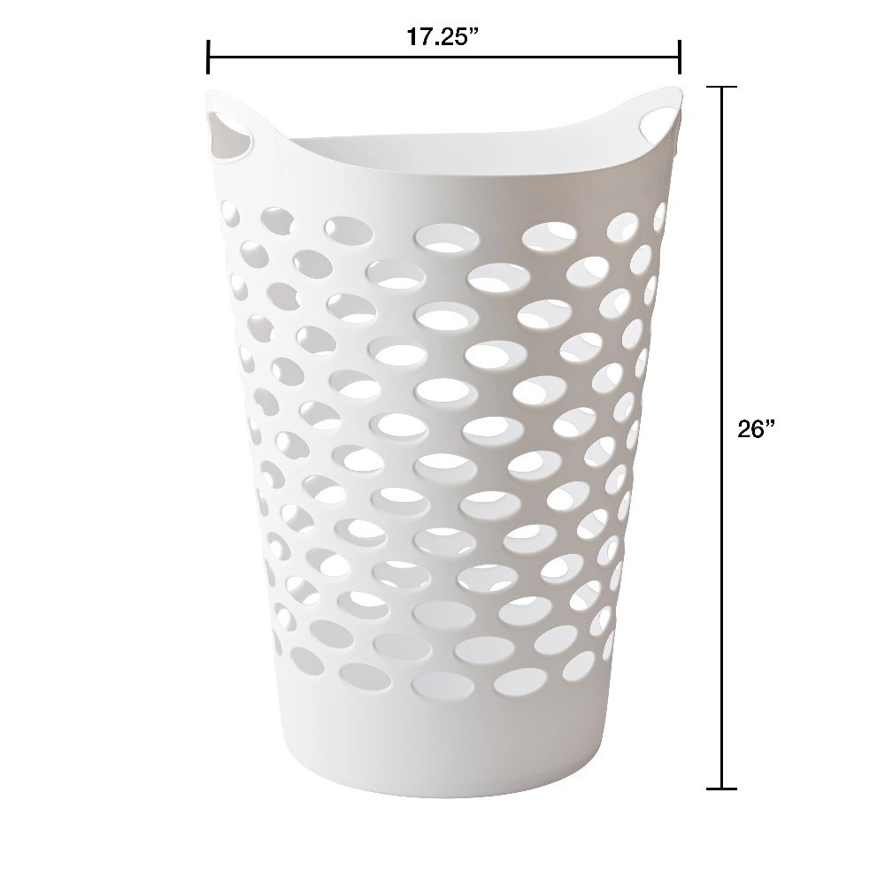 White Round Laundry Hamper with Handles for Easy Carrying