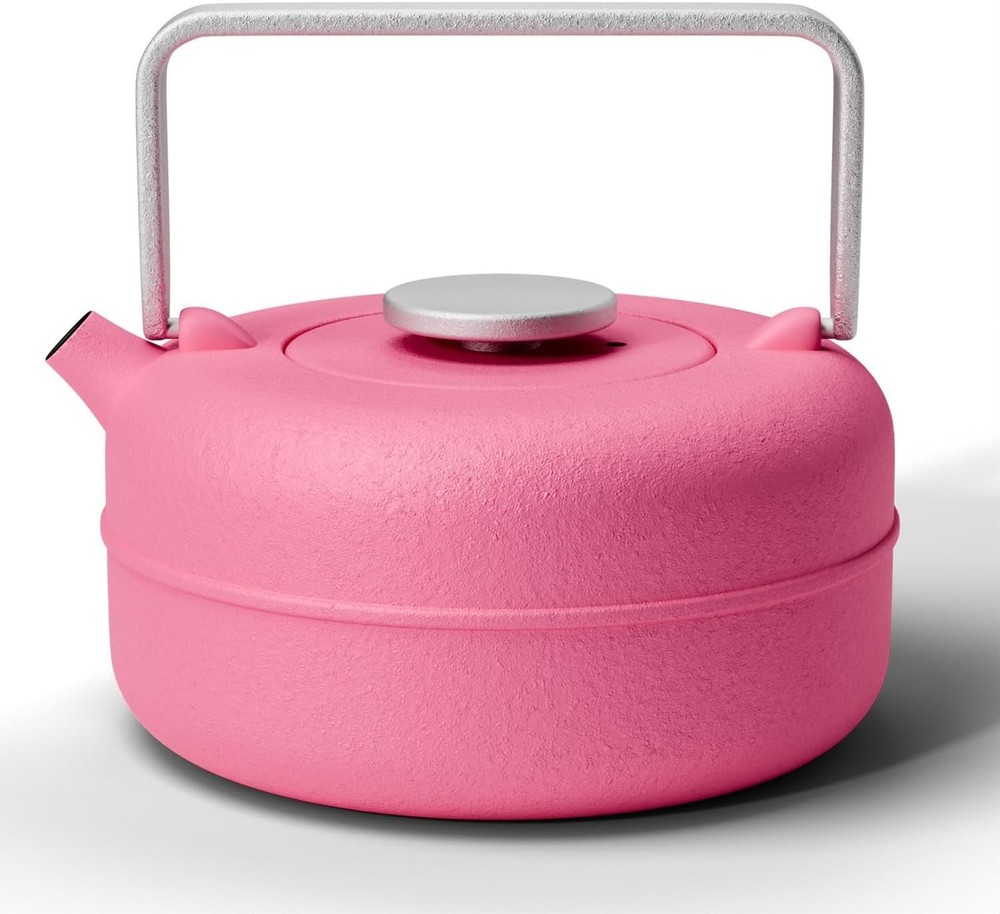 Teapot with Removable Infuser, Cast Iron Tea Kettle Stovetop Safe, Solid Geom...