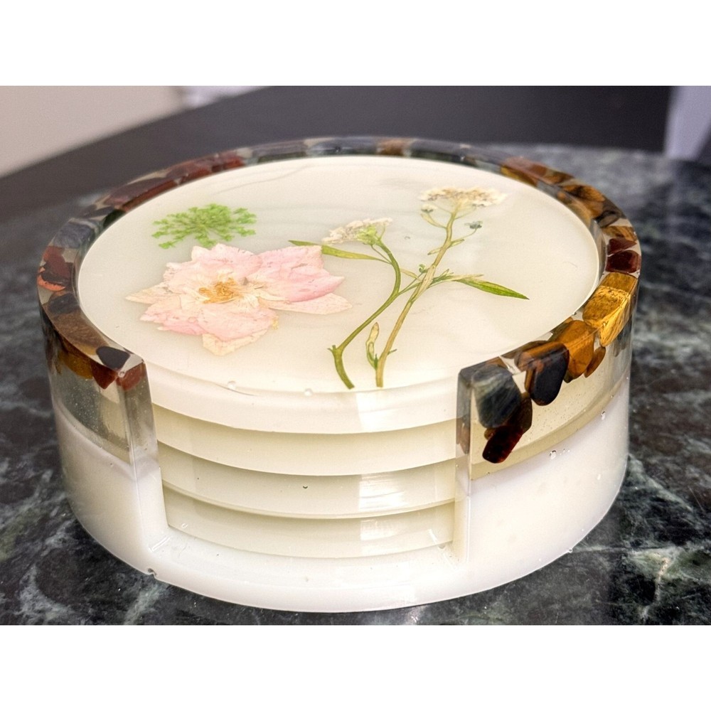 Flower Coaster Set (Set Includes 4 Coasters & Holder)