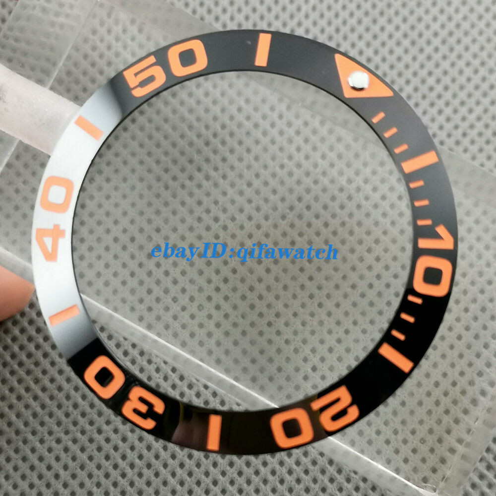 New 40mm black orange Big Ceramic Bezel insert for 43mm Watch
