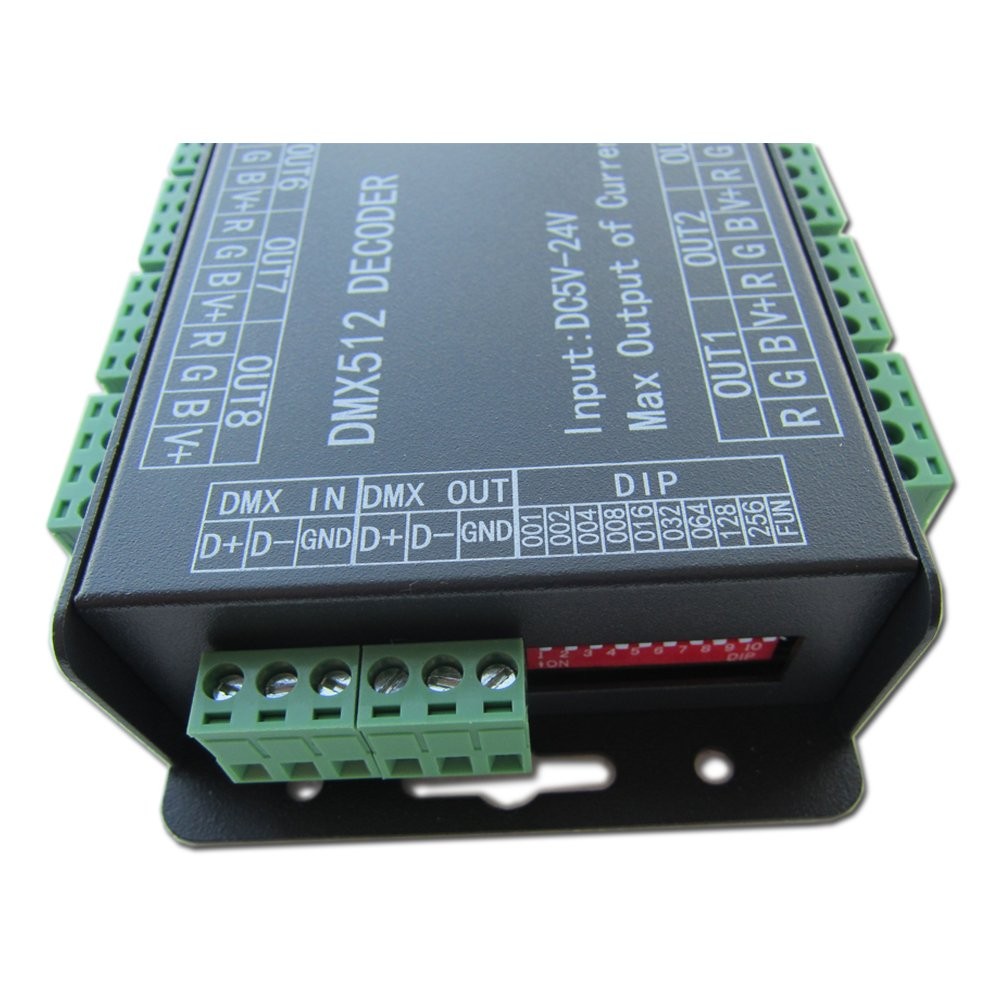 High Power 24 Channel RGB 3A/CH DMX512 Controller Led Decoder Dimmer 500Hz Fl...