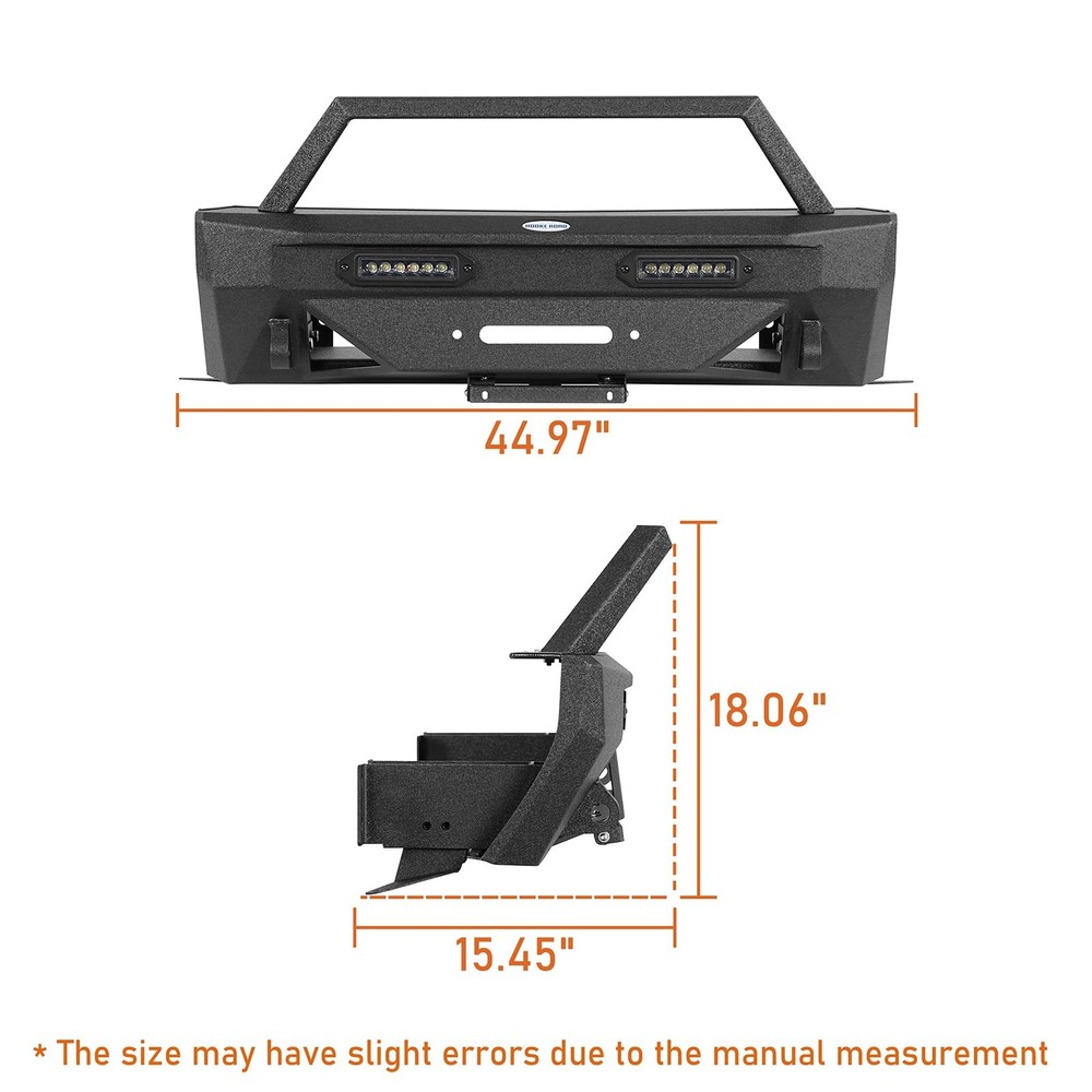 4Runner Stubby Front Bumper with Winch Plate D-ring Mounts 2014-2024