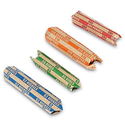 200 Pcs Assorted Packed Flat Stripped Coin Wrappers Coin Rolls Wrapper