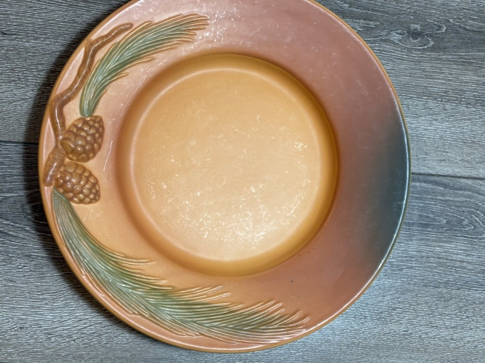 Cracker Barrel Vintage Dinner Plate Fall Winter Thanksgiving Orange Pinecone