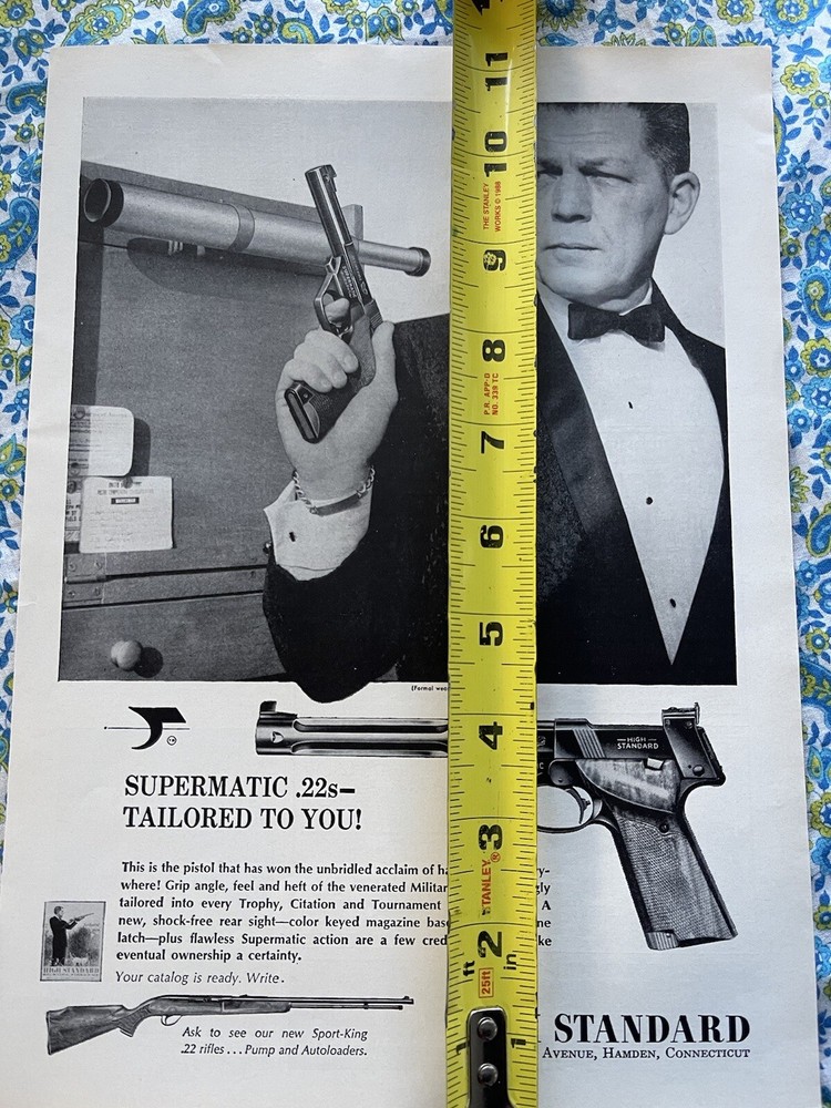 Vintage 1966 High Standard Supermatic .22 Print Ad