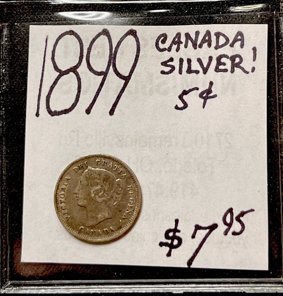 1899 Canada 5 Cent Silver World Coin. ENN Coins
