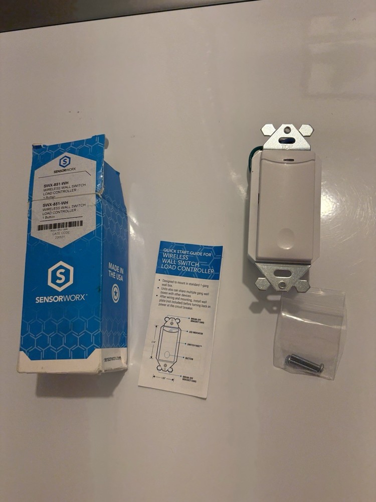 SensorWorx  Wireless Wall Switch Load Controller SWX-851-WH￼120/277 VAC