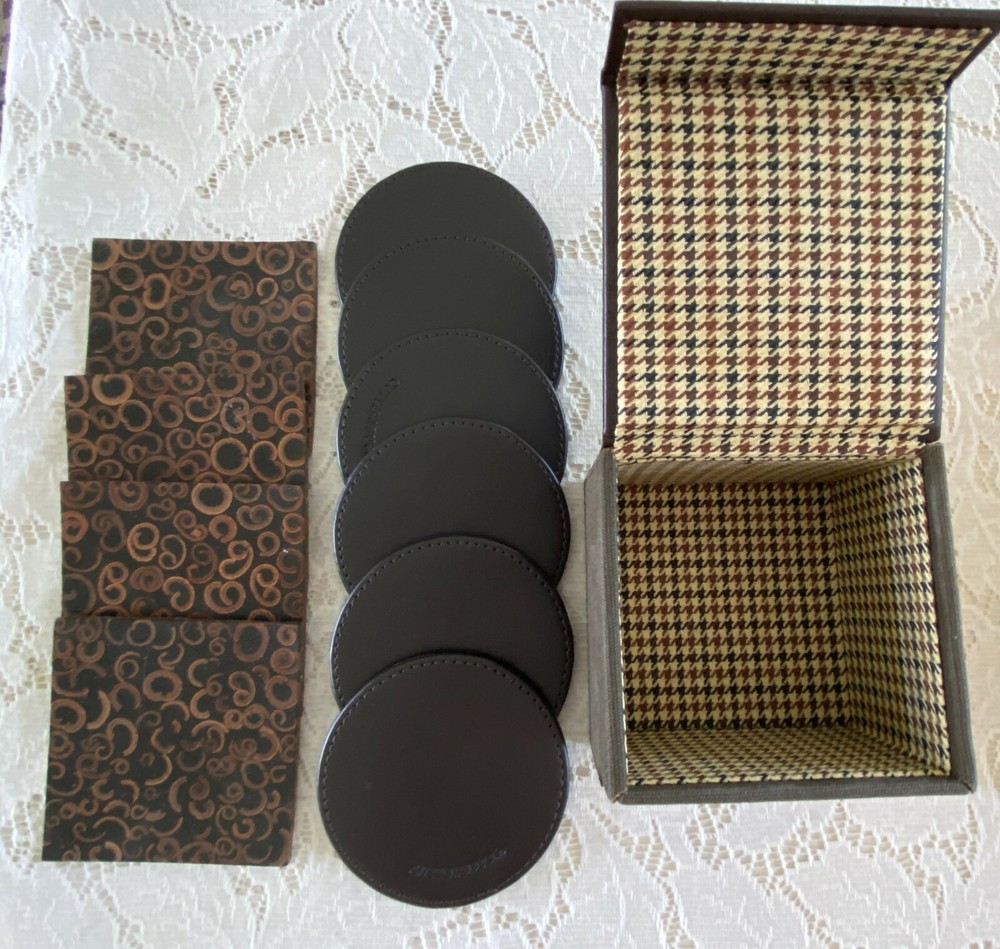 Cutter and Buck 11 piece Leather Coaster Set - Never Used