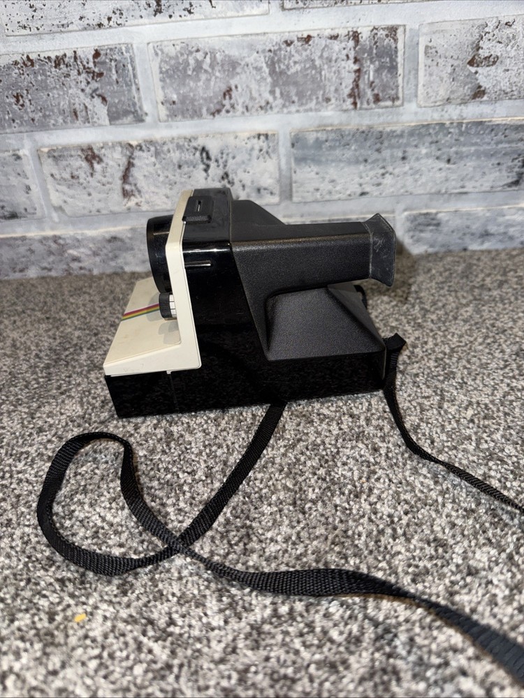 Vintage One Step Polaroid Instant Land Camera Rainbow Strips w/ Strap