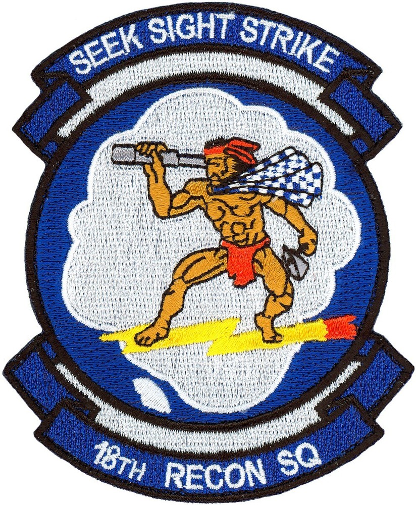 USAF 18th RECONNAISSANCE SQUADRON HERITAGE PATCH - DK BLUE