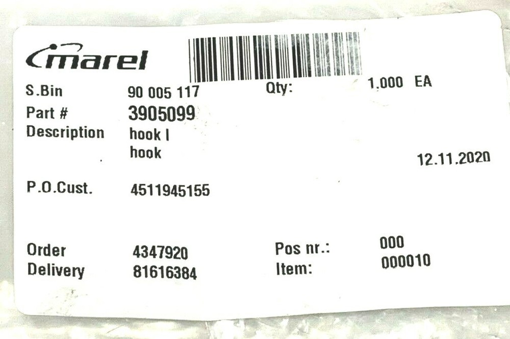 Marel 3905099 Hook - New in packaging