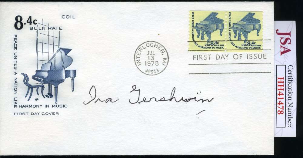 Ira Gershwin JSA Coa Signed 1978 FDC Cache Autograph