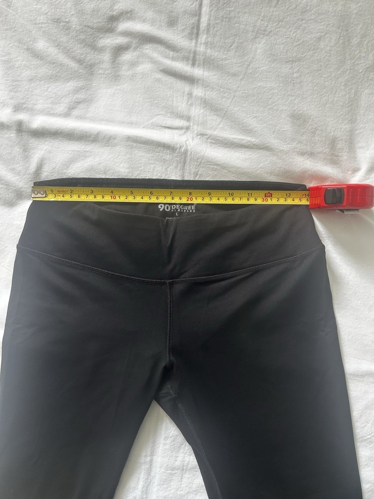 90 Degree By Reflex Leggings Size Large Black Front Inside Pocket Pull On