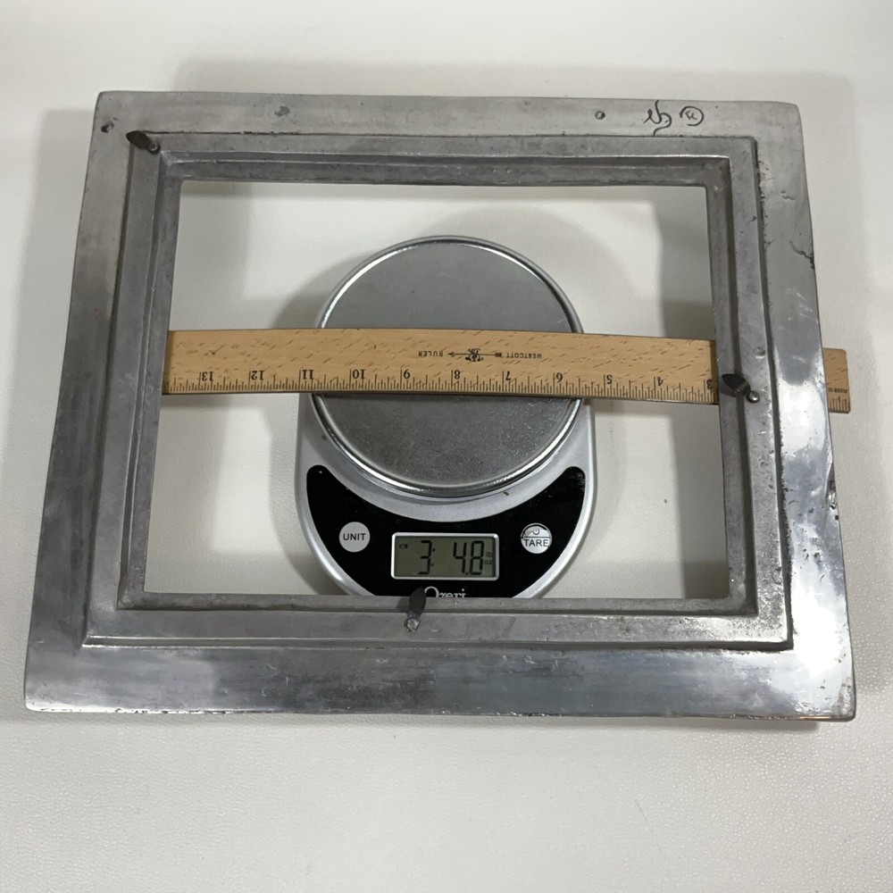 Aluminum Solid Photo Frame Handmade Unknown Signed 15 X 12.5 “ As-is