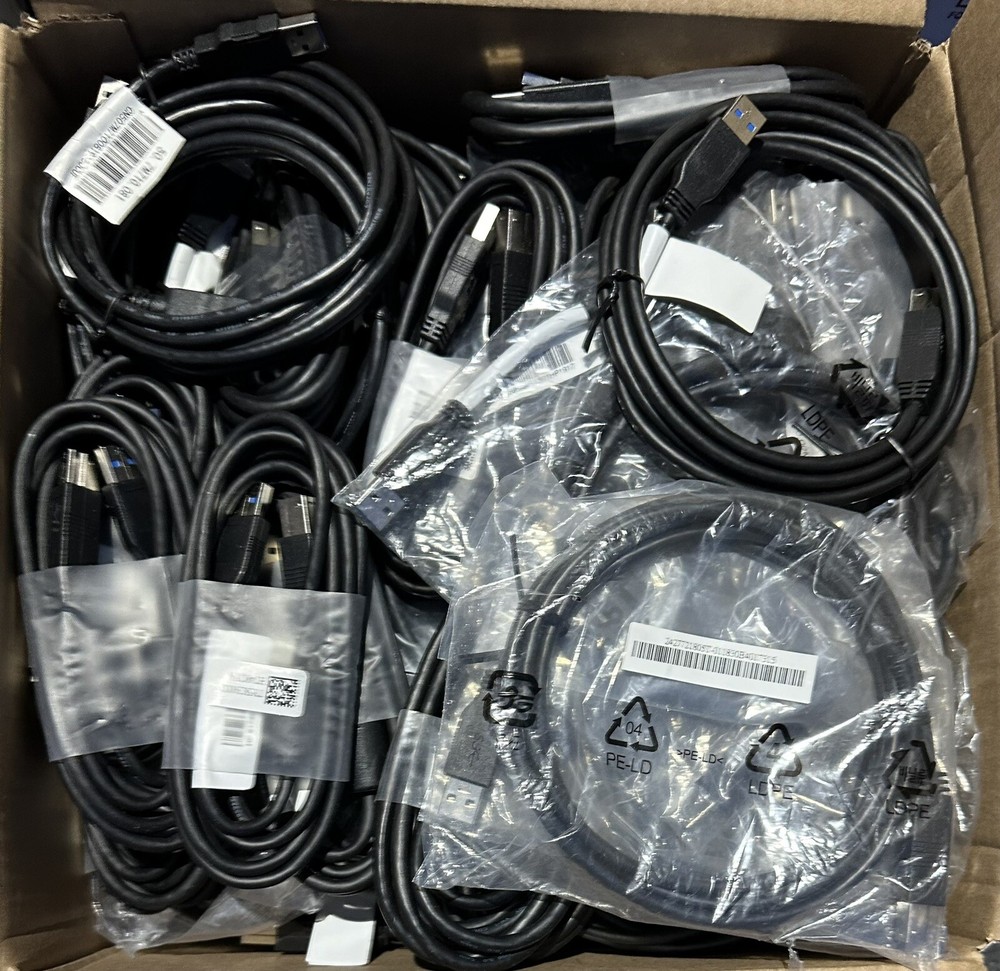(100) X HP, DELL USB 3.0 Super Speed USB Type A-B Printer Scanner Cord Cable 6FT