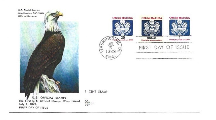O143 1 cent Official GillCraft, single, FDC