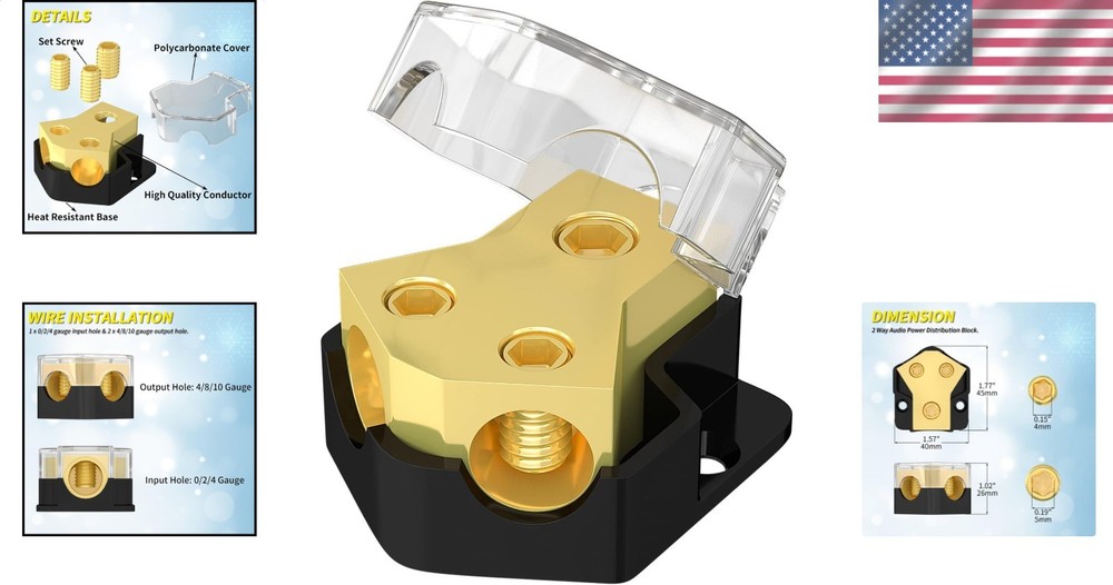 Vehicle Power Distribution Unit 12 Volt Audio System Copper Connection Component