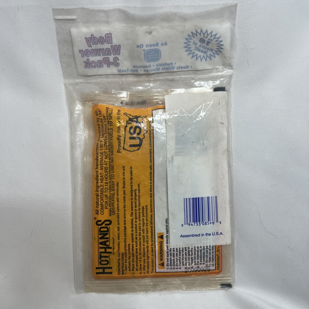 Hot Hands Self Activating Hand & Body Warmer Expired 3 Pack