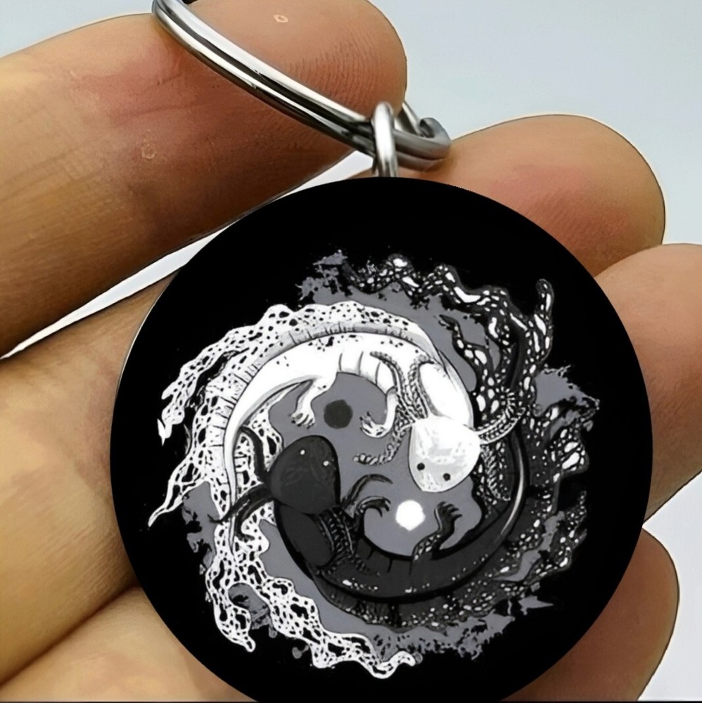 Fishes Art Black White Art   Keychain