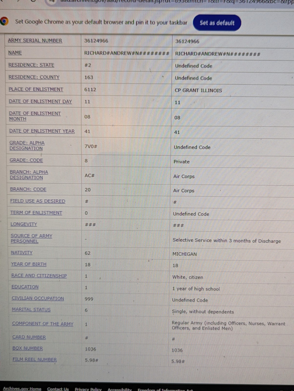 WW2 US Army / USN Dog Tag Pairs to Same Man - Andrew Norman Richard & Brothers?