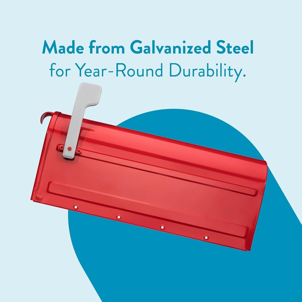 Elegant Medium Red Mailbox - USPS Approved Post Mount, Durable & Weather Ready