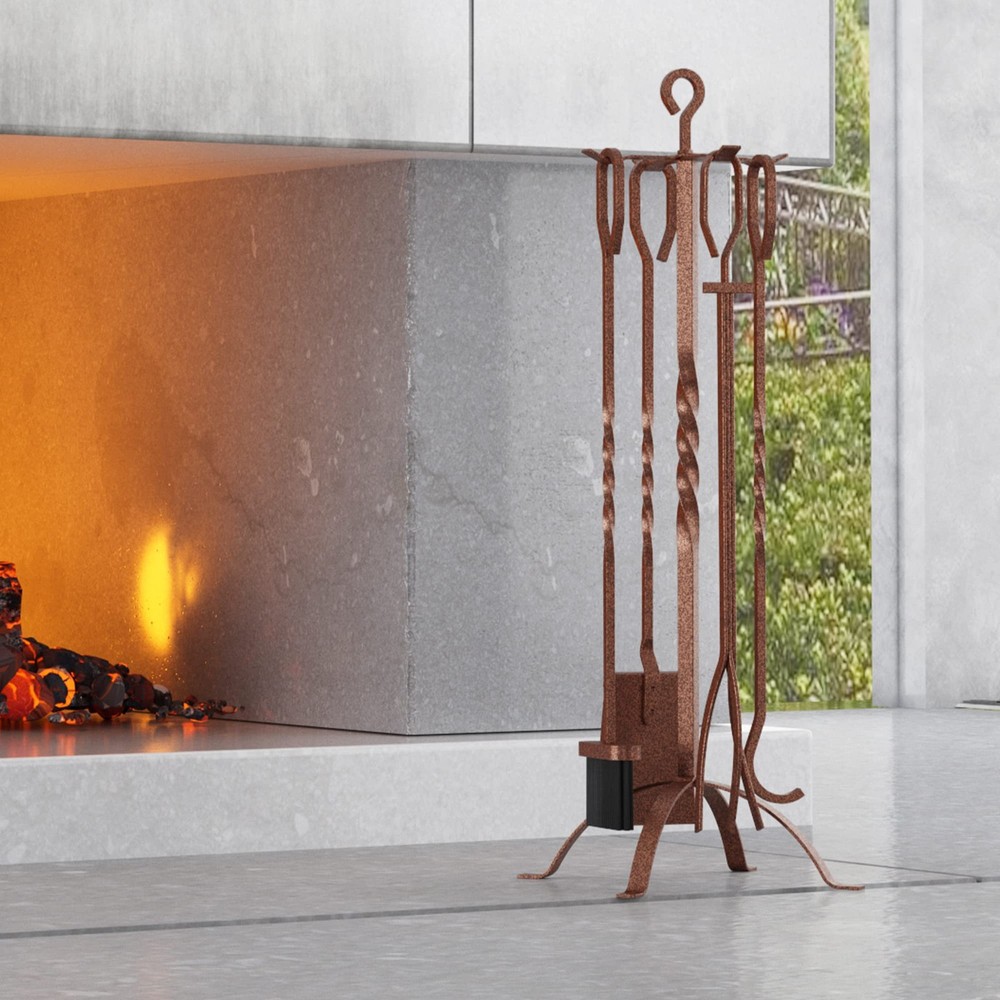 5 Pieces Fireplace Tools Sets Fireplace Accessories Tools Holder With Handles To