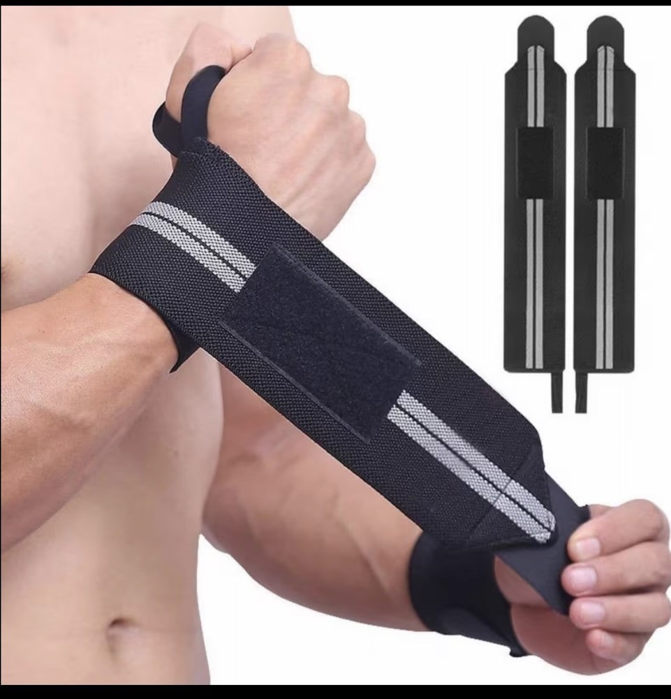 Wrist Wraps Men Medium Compression Support for Weight/power lifting Black Pair