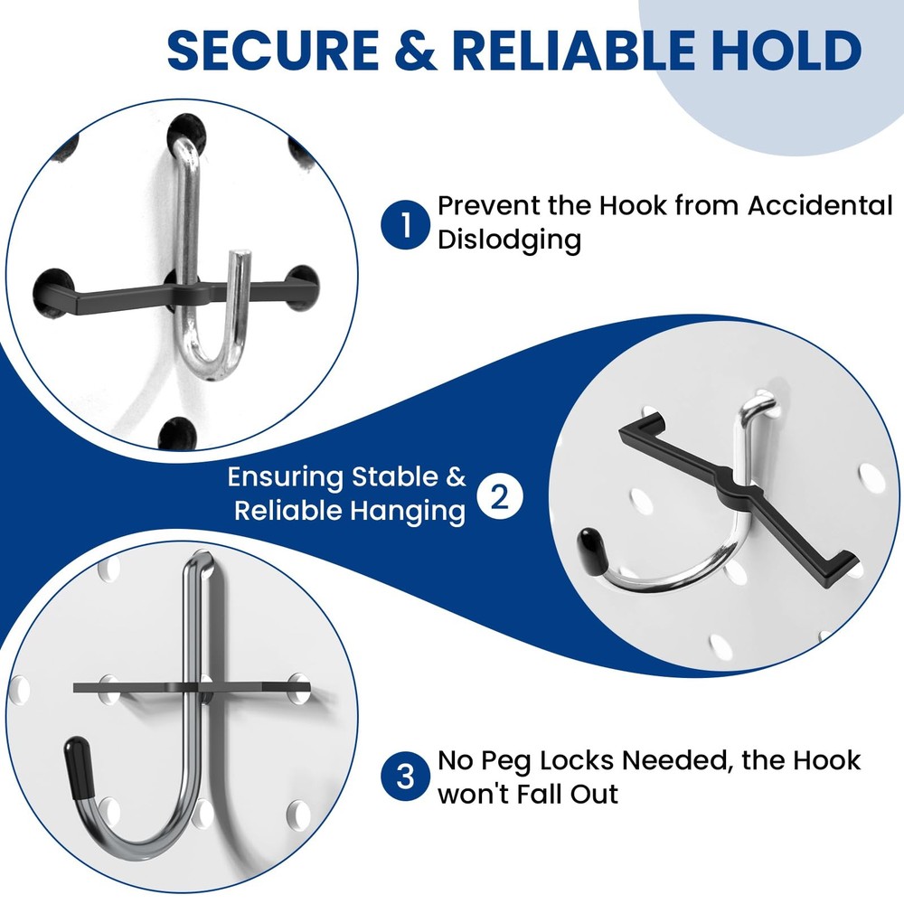 Pegboard Hook Locks Plastic Clip Retainers & Organizer Accessories Organizer