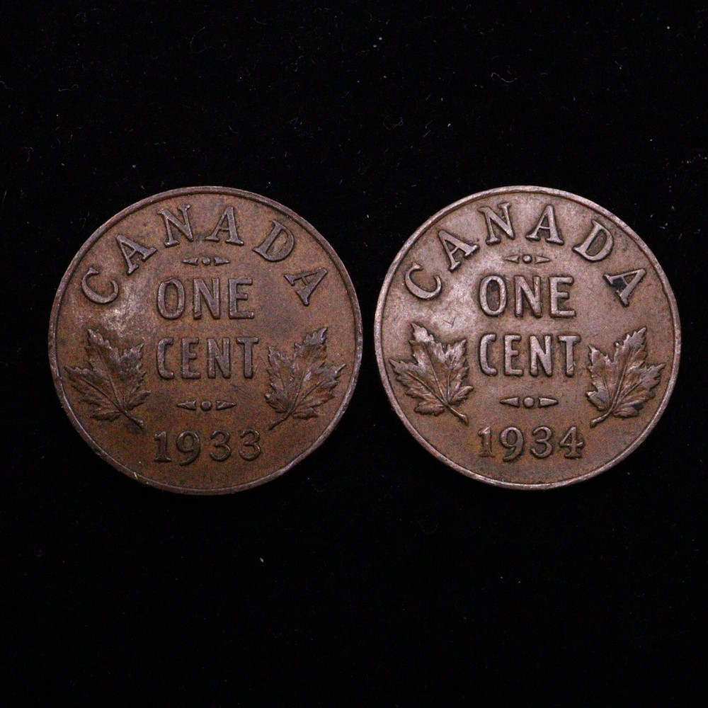 1933 & 1934 Canada One Cents